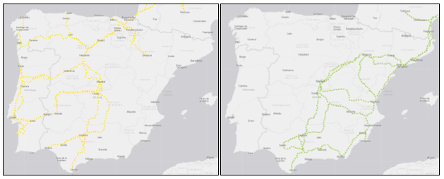 igura19 Red Transeuropea deTransporte (RTE-T). Red ferroviaria de los corredores Atlántico yMediterráneo en España. La explicación del gráfico se detalla a continuación de la imagen.